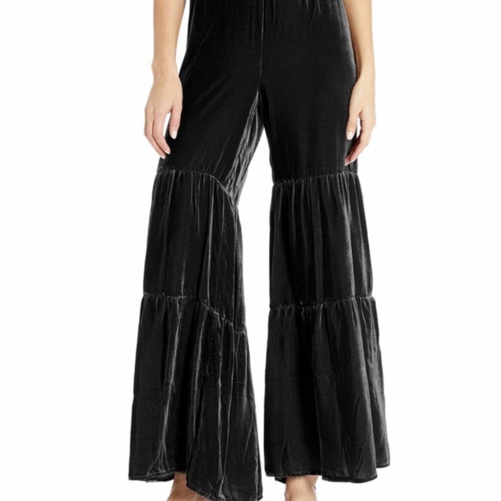 Johnny Was Black Velvet Tiered Palazzo Pant M